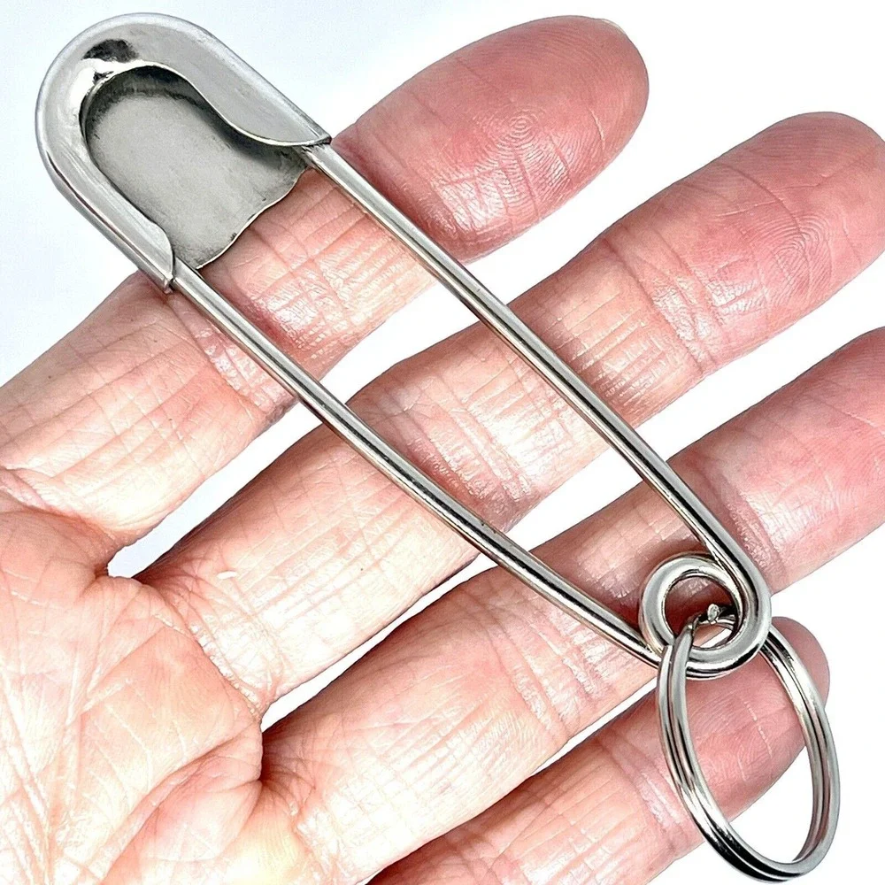 Giant‎ Safety Pin Keyring Turquoise Nugget Key Chain Tag 4in Navajo Mens Gift